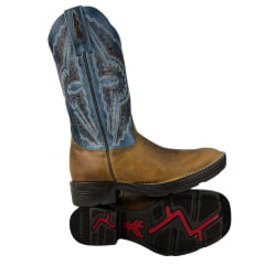 Bota Texana Masculina Goyazes Bico Quadrado Jump Couro Dallas Furta Cor/Waco Denin Ref.241504-CJ