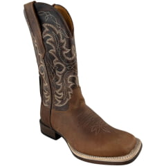 Bota Texana Masculina Goyazes Bico Quadrado Podium Café Couro Bison Ref:261506 - CP 05