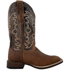 Bota Texana Masculina Goyazes Bico Quadrado Podium Café Couro Bison Ref:261506 - CP 05
