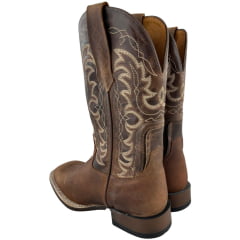 Bota Texana Masculina Goyazes Bico Quadrado Podium Café Couro Bison Ref:261506 - CP 05