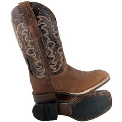 Bota Texana Masculina Goyazes Bico Quadrado Podium Café Couro Bison Ref:261506 - CP 05