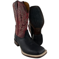 Bota Texana Masculina Goyazes Bico Quadrado Podium Café Bison Preto Ref:263004 -CP Bota Texana Masculina Goyazes Bico Quadrado Podium Café Bison Preto Ref:263004 -CP