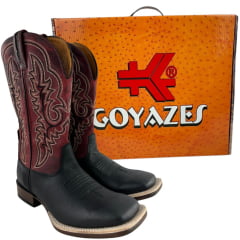 Bota Texana Masculina Goyazes Bico Quadrado Podium Café Bison Preto Ref:263004 -CP