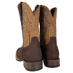 Bota Texana Masculina Goyazes Bico Quadrado Podium Café Preto Couro Waterproof Café Nobuck Oil Ref:261502-CHP-07