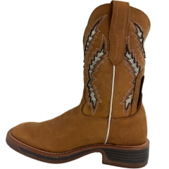 Bota Texana Masculina Goyazes Bico Quadrado Waterproof Rebar Couro Nobuck Oil Mel Solado Jump REF:261501-CHR-07