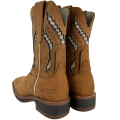 Bota Texana Masculina Goyazes Bico Quadrado Waterproof Rebar Couro Nobuck Oil Mel Solado Jump REF:261501-CHR-07