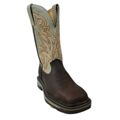 Bota Texana Masculina Goyazes Bico Quadrado Work Dallas Café Couro Flex Champ Ref.207401-CK