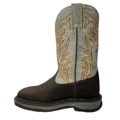 Bota Texana Masculina Goyazes Bico Quadrado Work Dallas Café Couro Flex Champ Ref.207401-CK