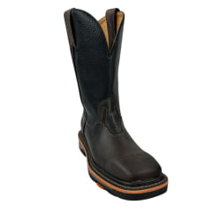 Bota Texana Masculina Goyazes Bico Quadrado Work Dallas Café Couro Pit Stop Preto Ref.207402-CK