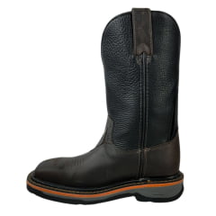 Bota Texana Masculina Goyazes Bico Quadrado Work Dallas Café Couro Pit Stop Preto Ref.207402-CK