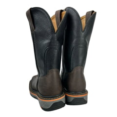 Bota Texana Masculina Goyazes Bico Quadrado Work Dallas Café Couro Pit Stop Preto Ref.207402-CK