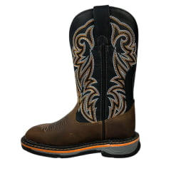 Bota Texana Masculina Goyazes Bico Quadrado Work Dallas Tabaco Couro Mustang Preto Ref.207401-CK