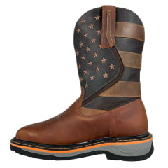 Bota Texana Masculina Goyazes Couro Dallas Terra/Dallas Café Bico Quadrado Work Ref:227401-CK