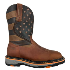 Bota Texana Masculina Goyazes Couro Dallas Terra/Dallas Café Bico Quadrado Work Ref:227401-CK