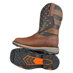 Bota Texana Masculina Goyazes Couro Dallas Terra/Dallas Café Bico Quadrado Work Ref:227401-CK
