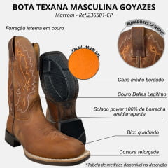 Bota Texana Masculina Goyazes Power Couro Dallas Furta Cor - Ref.236501-CP