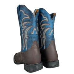 Bota Texana Masculina Goyazes Quadrada Flex Café Cano Azul Dallas Café Turquesa Ref:253003-CF-04