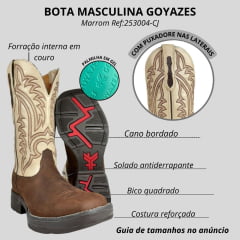 Bota Texana Masculina Goyazes Quadrada Jump Café Dakar Waco Off White Solado Jump Ref:253004-CJ