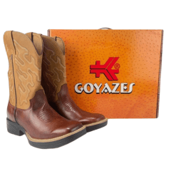 Bota Texana Masculina Goyazes Vernon Pinhão Couro Ref: 201559-CJ