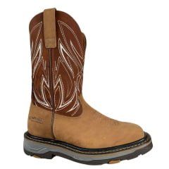 Bota Texana Masculina Goyazes Waterproof Quadrada Work Nobuck Tabaco Oil Tan Solado Work Bege Ref:257403-CH