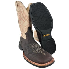 Bota Texana Masculina Jácomo Couro Cabeça De Boi Café Confort Deserto Ref: 40031/MQV Bota Texana Masculina Jácomo Couro Cabeça De Boi Café Confort Deserto Ref: 40031/MQV