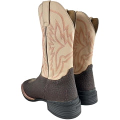 Bota Texana Masculina Jácomo Couro Cabeça De Boi Café Confort Deserto Ref: 40031/MQV
