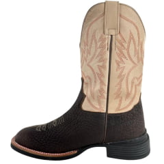 Bota Texana Masculina Jácomo Couro Cabeça De Boi Café Confort Deserto Ref: 40031/MQV