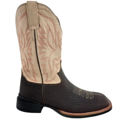 Bota Texana Masculina Jácomo Couro Cabeça De Boi Café Confort Deserto Ref: 40031/MQV