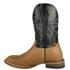 Bota Texana Masculina Jácomo Couro Hunter Conhaque Fóssil Oil Preto Cano Bordado Ref:40011/BTRX