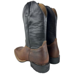 Bota Texana Masculina Jácomo Couro Relax Oil Café Cano Preto Ref: 2000/UM