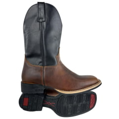 Bota Texana Masculina Jácomo Couro Relax Oil Café Cano Preto Ref: 2000/UM
