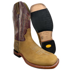 Bota Texana Masculina Jácomo Bico Quadrado Couro Arizona Pinhão Veneza Cabernet Ref:40021/CRL Bota Texana Masculina Jácomo Bico Quadrado Couro Arizona Pinhão Veneza Cabernet Ref:40021/CRL