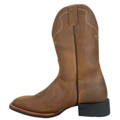 Bota Texana Masculina Jácomo Bico Quadrado Couro Crazy Amendoa Ref:2981/PGD