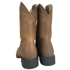Bota Texana Masculina Jácomo Bico Quadrado Couro Crazy Amendoa Ref:2981/PGD
