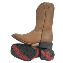 Bota Texana Masculina Jácomo Bico Quadrado Couro Crazy Amendoa Ref:2981/PGD