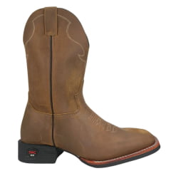 Bota Texana Masculina Jácomo Bico Quadrado Couro Crazy Amendoa Ref:2981/PGD