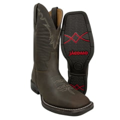 Bota Texana Masculina Jácomo Bico Quadrado Couro Crazy Havana Ref:2391/FXD