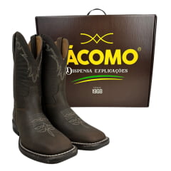 Bota Texana Masculina Jácomo Bico Quadrado Couro Crazy Havana Ref:2391/FXD