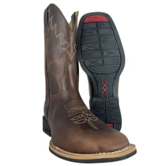 Bota Texana Masculina Jácomo Bico Quadrado Couro Fóssil Oil Café Ref:3121/UM-UMG Bota Texana Masculina Jácomo Bico Quadrado Couro Fóssil Oil Café Ref:3121/UM-UMG