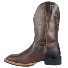 Bota Texana Masculina Jácomo Bico Quadrado Couro Fóssil Oil Café Ref:3121/UM-UMG