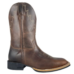Bota Texana Masculina Jácomo Bico Quadrado Couro Fóssil Oil Café Ref:3121/UM-UMG