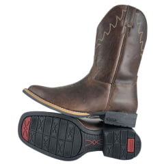 Bota Texana Masculina Jácomo Bico Quadrado Couro Fóssil Oil Café Ref:3121/UM-UMG