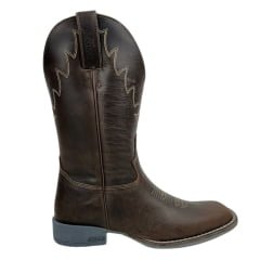 Bota Texana Masculina Jácomo Bico Quadrado Couro Fóssil Oil Café Ref.3121/UMG