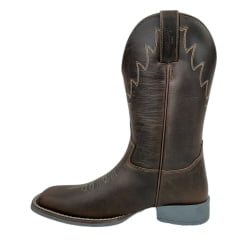 Bota Texana Masculina Jácomo Bico Quadrado Couro Fóssil Oil Café Ref.3121/UMG