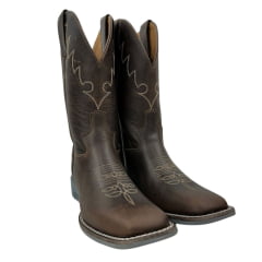 Bota Texana Masculina Jácomo Bico Quadrado Couro Fóssil Oil Café Ref.3121/UMG