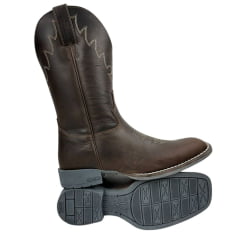 Bota Texana Masculina Jácomo Bico Quadrado Couro Fóssil Oil Café Ref.3121/UMG