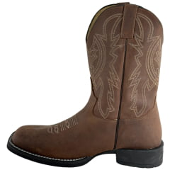 Bota Texana Masculina Jácomo Bico Quadrado Couro Mustang Sella Ref:40001/UMP