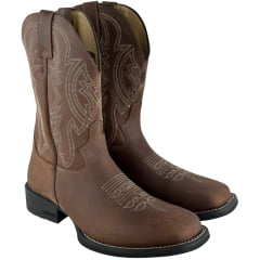 Bota Texana Masculina Jácomo Bico Quadrado Couro Mustang Sella Ref:40001/UMP