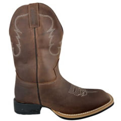Bota Texana Masculina Jácomo Bico Quadrado Couro Mustang Sella Ref:30001/UM
