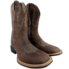 Bota Texana Masculina Jácomo Bico Quadrado Couro Mustang Sella Ref:30001/UM